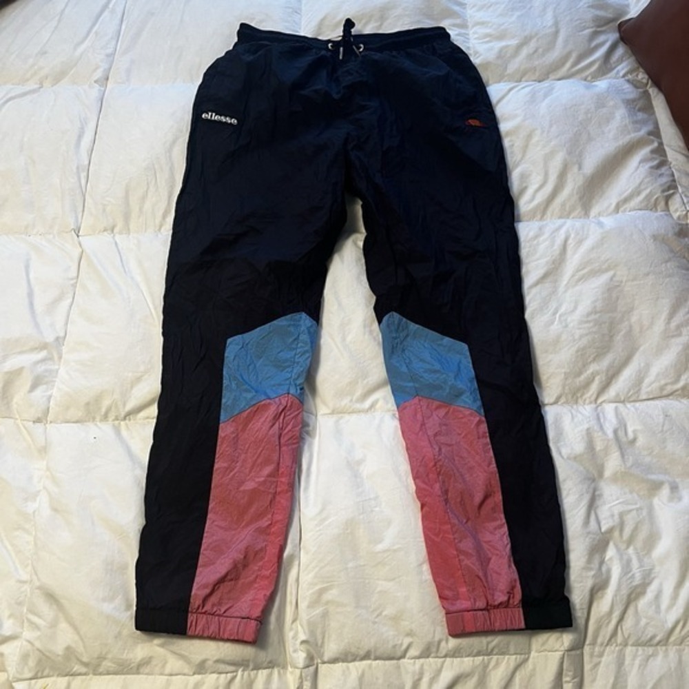 Ellesse Vintage mesh lined windbreaker Pastel Pink & Blue Track Pants Size M